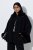 Ulla Popken 852644 Capejakke med kant i kunstpels Sort - Ponchoer og capes - 