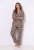 Ulla Popken 852649 Mønstret pyjamas med skjortekrave Brun - Pyjama/Loungewear - 