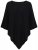 Ulla Popken 855277 Strikponcho med spids kant og bådudskæring Sort - Ponchoer og capes - 