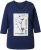 Ulla Popken Decorative Plant 3/4 Sleeve T-Shirt Ink Blue - Trykte T-shirts til kvinder - 