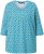 Ulla Popken Flower Print 3/4 Sleeve A-Line Tee Deep Aqua - Trykte T-shirts til kvinder - 