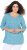 Ulla Popken Flower Print 3/4 Sleeve A-Line Tee Deep Aqua - Trykte T-shirts til kvinder - 