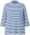 Ulla Popken Striped 3/4 Sleeve Turtleneck Tee Light Blue - Trykte T-shirts til kvinder - 