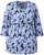 Ulla Popken Floral Print 3/4 Sleeve V-Neck Tee Navy Blue - Trykte T-shirts til kvinder - 