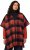Ulla Popken Oversized Plaid Wing Collar Poncho Red Orange - Jakker - 