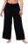 Ulla Popken Wide Leg Smocked Waist Knit Pants Black - Jeans & Bukser i Store Størrelser – Plus Size - 