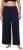 Ulla Popken Wide Leg Smocked Waist Knit Pants Night Blue - Jeans & Bukser i Store Størrelser – Plus Size - 