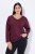 Ulla Popken Back To Basics V-Neck Relaxed Fit Cotton Tee Dark Berry - T-shirts - T-shirts til kvinder