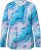 Ulla Popken Marble Ski Top with Gaiter Bright Turquoise - Trykte T-shirts til kvinder - 