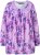 Ulla Popken Allover Printed Pleated Long Sleeve Tee Lavender - Trykte T-shirts til kvinder - Printede T-shirts til Damer