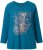 Ulla Popken Inverted Seam Long Sleeve Graphic Tee Teal - Trykte T-shirts til kvinder - 