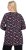 Ulla Popken Peppermint Tree V-Neck Holiday Cotton Long Sleeve Knit Tunic Black - Trykte T-shirts til kvinder - Printede T-shirts til Damer