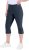 Ulla Popken Bengaline Elastic Waist Stretch Capri Pants Navy Blue - Jeans & Bukser i Store Størrelser – Plus Size - 