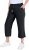 Ulla Popken Cool Linen Elastic Waist Capri Pants Black - Jeans & Bukser i Store Størrelser – Plus Size - 