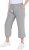 Ulla Popken Cool Linen Elastic Waist Capri Pants Light Grey Melange - Jeans & Bukser i Store Størrelser – Plus Size - 