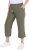 Ulla Popken Cool Linen Elastic Waist Capri Pants Loden Green - Jeans & Bukser i Store Størrelser – Plus Size - 