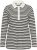 Kaffe Curve Miana Long Sleeve Polo Chalk with Black Stripe - Poloshirts - 