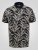 D555 Palmer Leaf Printed Jacquard Collar & Cuff Chest Pocket Polo Black - Polotrøjer - Polotrøjer 2XL-8XL