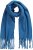Ulla Popken Trendy Boucle Yarn Fringe Knit Scarf Teal Blue - Tilbehør - Tørklæder til kvinder