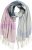 Ulla Popken Cozy Lettering Fringed Scarf Pink and Blue - Tilbehør - 