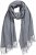 Ulla Popken Ribbed Knit Fringed Hem Scarf Grey Melange - Tilbehør - 