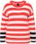 Ulla Popken Mixed Stripe Long Sleeve Sweater Hibiscus Red - Hættetrøjer og sweatshirts - 