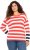 Ulla Popken Mixed Stripe Long Sleeve Sweater Hibiscus Red - Hættetrøjer og sweatshirts - 