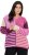 Ulla Popken Patchwork Striped Long Sleeve V-Neck Sweater Raspberry - Hættetrøjer og sweatshirts - 
