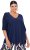 Ulla Popken Oversized 3/4 Sleeve V-Neck Sweater Navy - Hættetrøjer og sweatshirts - Bløde sweatshirts, hoodies & strik