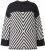Ulla Popken Graphic Stripe Long Sleeve Turtleneck Sweater Black - Hættetrøjer og sweatshirts - Bløde sweatshirts, hoodies & strik