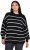 Ulla Popken Oversized Striped Balloon Sleeve Sweater Black - Hættetrøjer og sweatshirts - Bløde sweatshirts, hoodies & strik
