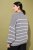 Ulla Popken Oversized Striped Balloon Sleeve Sweater Grey Melange - Hættetrøjer og sweatshirts - 