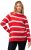Ulla Popken Stripe Fine Knit Turtleneck Sweater Light Red - Hættetrøjer og sweatshirts - Bløde sweatshirts, hoodies & strik