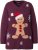 Ulla Popken Gingerbread Man Christmas Sweater Dark Wine Red - Hættetrøjer og sweatshirts - 