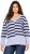 Ulla Popken Split Stripe Long Sleeve V-Neck Sweater Blue Grey - Hættetrøjer og sweatshirts - Bløde sweatshirts, hoodies & strik