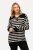 Ulla Popken Striped Troyer Collar Sweater Black - Hættetrøjer og sweatshirts - Bløde sweatshirts, hoodies & strik