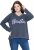 Ulla Popken Houston Textured Lettering Sweatshirt Navy - Hættetrøjer og sweatshirts - 