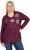 Ulla Popken Metallic Print Extra Soft Christmas Sweatshirt Dark Wine Red - Hættetrøjer og sweatshirts - 