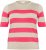 Kaffe Curve Lizzy Stribet striktrøje Beige/Hindbær - Trykte T-shirts til kvinder - 