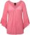 Ulla Popken Trumpet Sleeve Cold Dyed Tee Dark Pink - Trykte T-shirts til kvinder - 