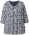 Ulla Popken Floral 3/4 Sleeve V-Neck A-Line Tee Navy - T-shirts - T-shirts til kvinder