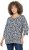 Ulla Popken Floral 3/4 Sleeve V-Neck A-Line Tee Navy - T-shirts - T-shirts til kvinder