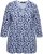 Ulla Popken Floral 3/4 Sleeve V-Neck A-Line Tee Blue - T-shirts - T-shirts til kvinder