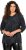Ulla Popken Animal Print 3/4 Sleeve V-Neck Tee Black - T-shirts - T-shirts til kvinder