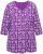 Ulla Popken Snowflake Print 3/4 Sleeve A-Line Tee Dark Purple - Trykte T-shirts til kvinder - 