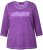 Ulla Popken UNIQUE Embroidered 3/4 Sleeve Tee Purple - T-shirts - T-shirts til kvinder
