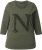 Ulla Popken Textured Lettering 3/4 Sleeve Tee Olive - Trykte T-shirts til kvinder - 