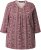 Ulla Popken Mixed Pattern Stripe 3/4 Sleeve Tee Dark Cherry Red - T-shirts - T-shirts til kvinder