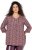 Ulla Popken Mixed Pattern Stripe 3/4 Sleeve Tee Dark Cherry Red - T-shirts - T-shirts til kvinder