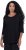 Ulla Popken Flower Epaulet 3/4 Sleeve Top Black - Trykte T-shirts til kvinder - Printede T-shirts til Damer